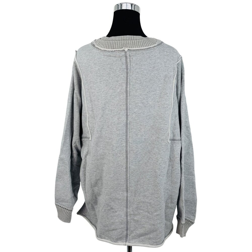 NWT Free People Gray Slouchy Crew Neck Sweater| Coastal Grandmother Quiet Luxury - Picture 8 of 16